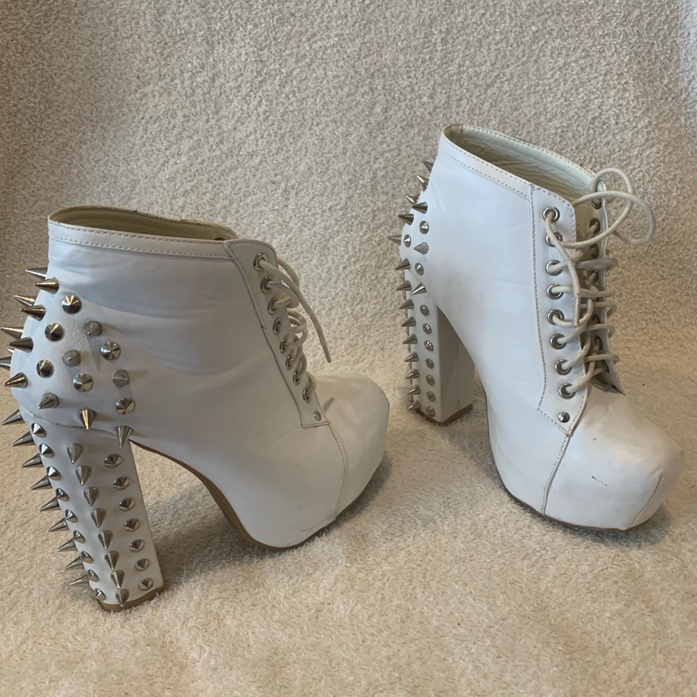 White Spiked Ankle Boots